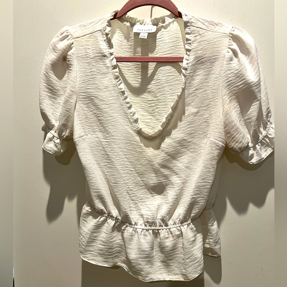 Top shop white short, sleeved blouse